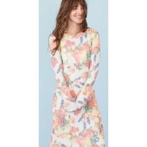 Sonnet James immy floral ribbed Long Sleeve sweater Dress Multicolor long midi S